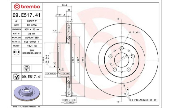 Bromsskiva 09.E517.41 Brembo