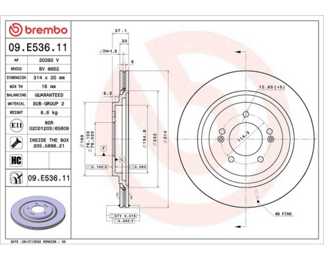 Bromsskiva 09.E536.11 Brembo, bild 2