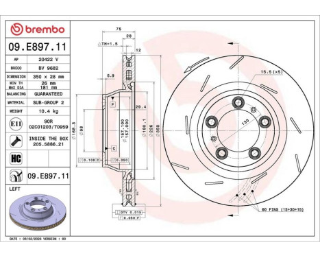 Bromsskiva 09.E897.11 Brembo