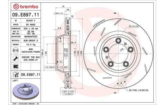 Bromsskiva 09.E897.11 Brembo