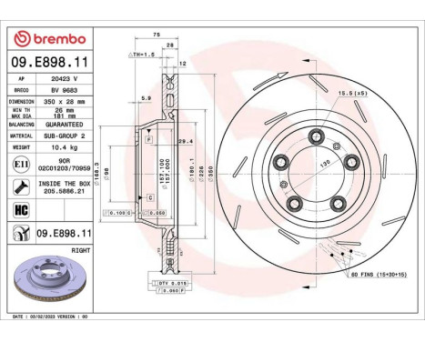 Bromsskiva 09.E898.11 Brembo