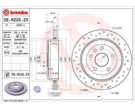 Bromsskiva 09.N235.2X Brembo