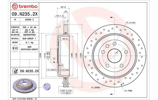 Bromsskiva 09.N235.2X Brembo