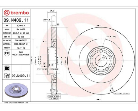 Bromsskiva 09.N409.11 Brembo, bild 2