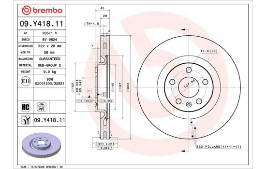 Bromsskiva 09.Y418.11 Brembo, bild 4