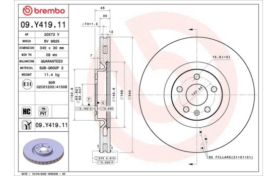 Bromsskiva 09.Y419.11 Brembo, bild 4
