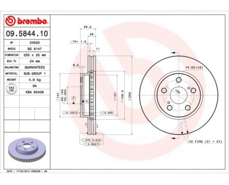 Bromsskiva 09584410 Brembo, bild 3