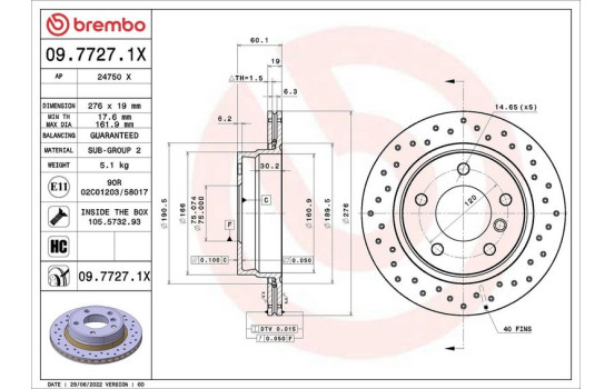 Bromsskiva 0977271X Brembo