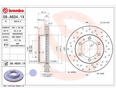 Bromsskiva 09A6341X Brembo