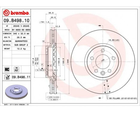 Bromsskiva 09B49810 Brembo, bild 2