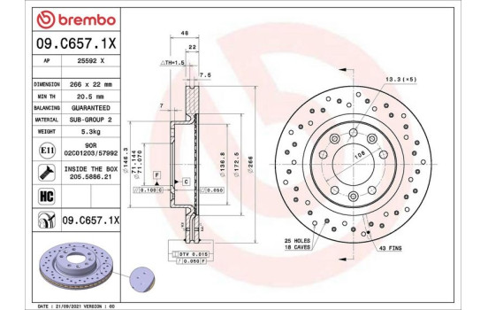 Bromsskiva 09C6571X Brembo