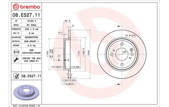 Bromsskiva 09E52811 Brembo