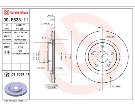 Bromsskiva 09E53311 Brembo, bild 2