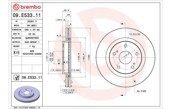 Bromsskiva 09E53311 Brembo, bild 2