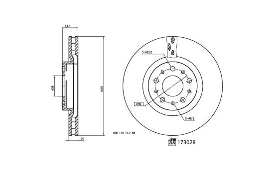 Bromsskiva 173028 FEBI