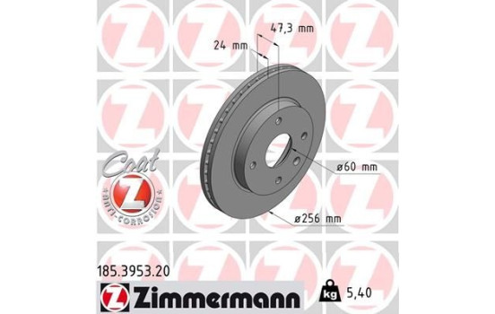 Bromsskiva 185.3953.20 Zimmermann