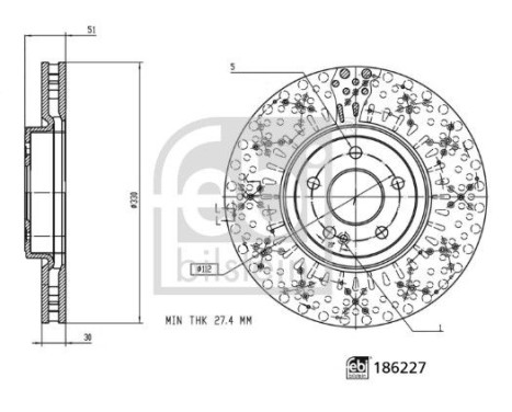 Bromsskiva 186227 FEBI