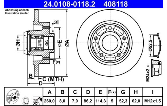 Bromsskiva 24.0108-0118.2 ATE
