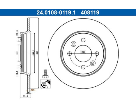 Bromsskiva 24.0108-0119.1 ATE