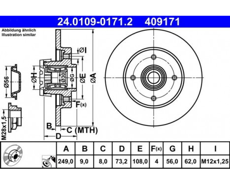 Bromsskiva 24.0109-0171.2 ATE