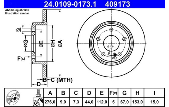 Bromsskiva 24.0109-0173.1 ATE