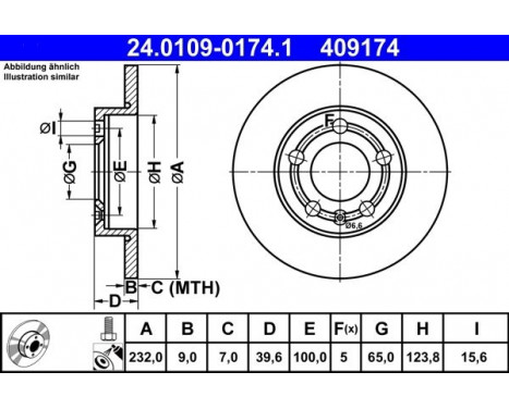 Bromsskiva 24.0109-0174.1 ATE