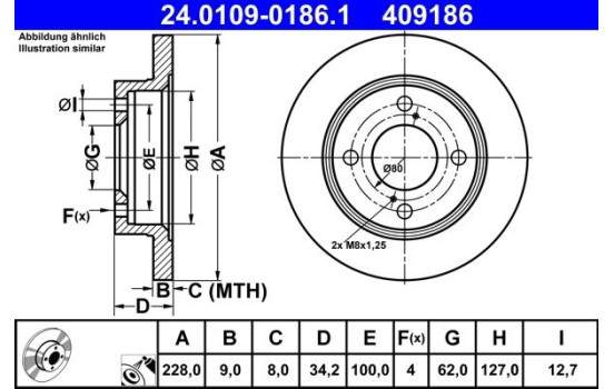 Bromsskiva 24.0109-0186.1 ATE