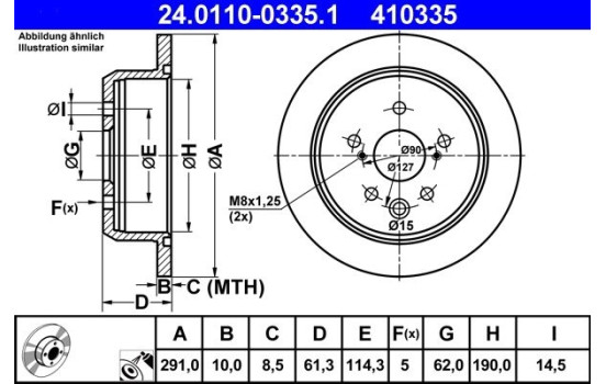 Bromsskiva 24.0110-0335.1 ATE, bild 2