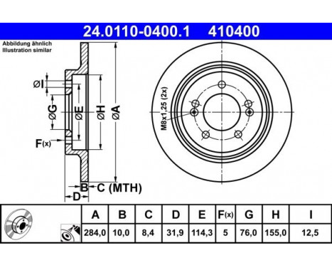 Bromsskiva 24.0110-0400.1 ATE