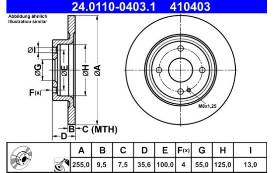 Bromsskiva 24.0110-0403.1 ATE