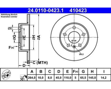 Bromsskiva 24.0110-0423.1 ATE