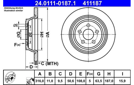Bromsskiva 24.0111-0187.1 ATE