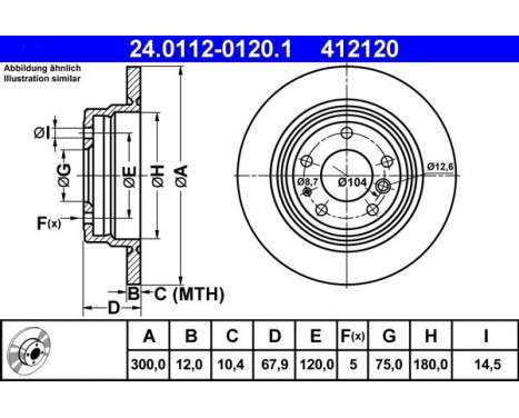 Bromsskiva 24.0112-0120.1 ATE, bild 2