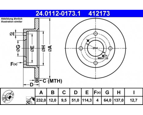 Bromsskiva 24.0112-0173.1 ATE