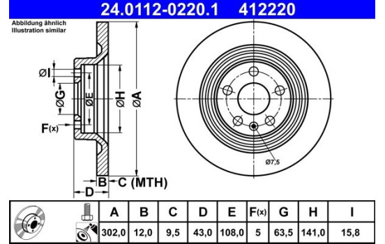 Bromsskiva 24.0112-0220.1 ATE