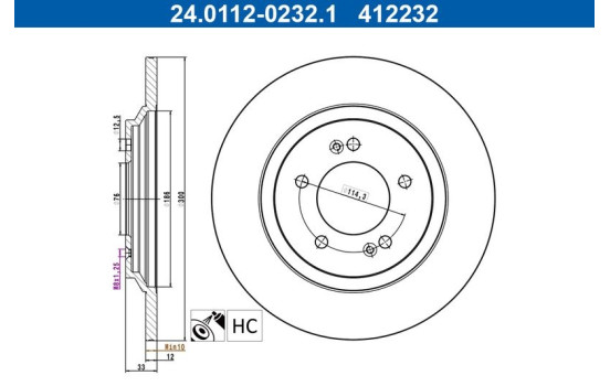 Bromsskiva 24.0112-0232.1 ATE