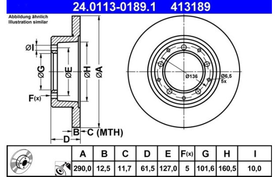 Bromsskiva 24.0113-0189.1 ATE, bild 2