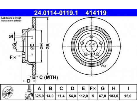 Bromsskiva 24.0114-0119.1 ATE