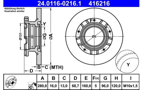 Bromsskiva 24.0116-0216.1 ATE