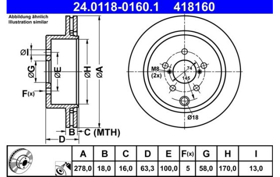 Bromsskiva 24.0118-0160.1 ATE
