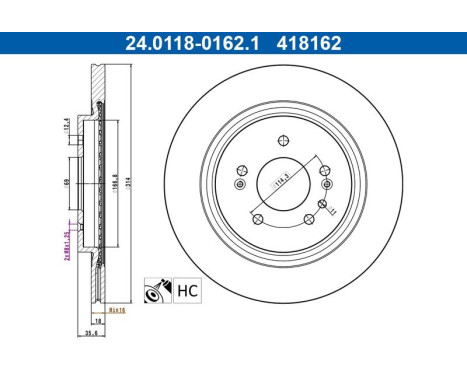 Bromsskiva 24.0118-0162.1 ATE