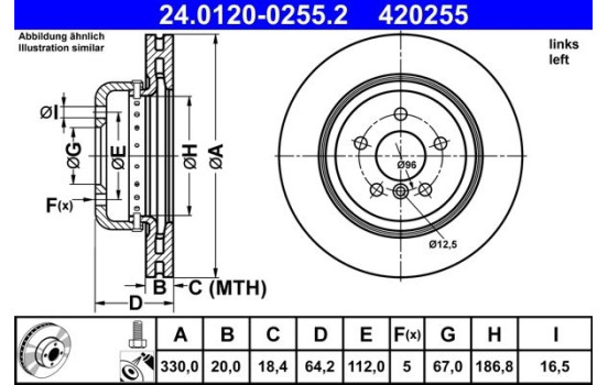 Bromsskiva 24.0120-0255.2 ATE