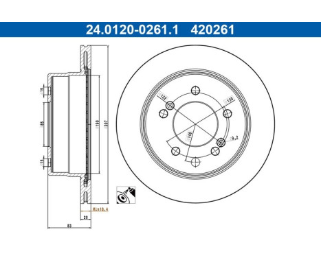 Bromsskiva 24.0120-0261.1 ATE