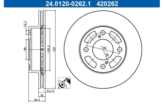 Bromsskiva 24.0120-0262.1 ATE