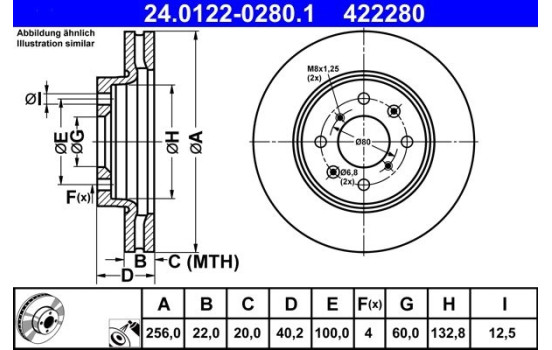 Bromsskiva 24.0122-0280.1 ATE