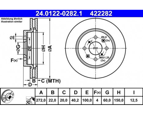 Bromsskiva 24.0122-0282.1 ATE