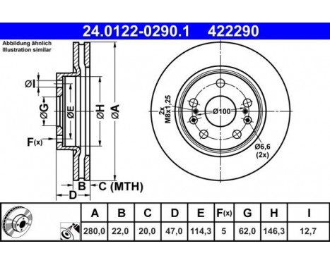 Bromsskiva 24.0122-0290.1 ATE