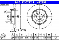 Bromsskiva 24.0122-0292.1 ATE
