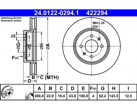 Bromsskiva 24.0122-0294.1 ATE