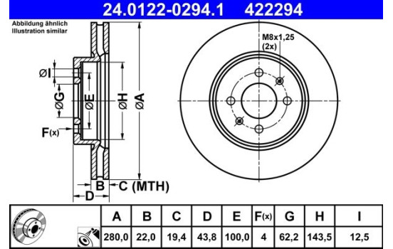 Bromsskiva 24.0122-0294.1 ATE